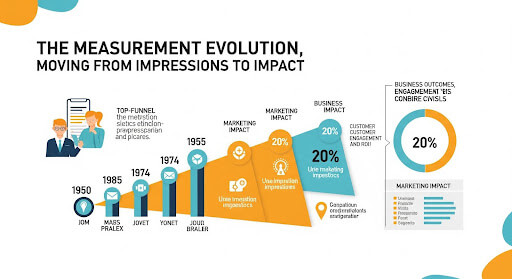 Chart displaying top-of-funnel metrics such as impressions, clicks, and reach, highlighting early-stage marketing performance.