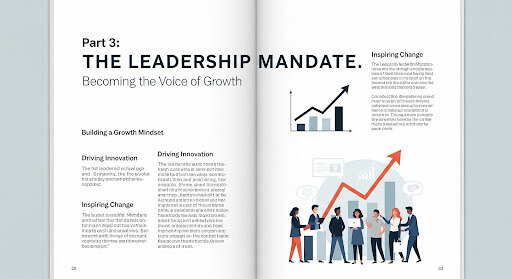 Book titled The Leadership Mandate: Becoming the Voice of Growth, highlighting marketing leadership as a driver of business growth.
