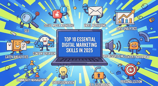 Digital marketing skills 2025 illustration