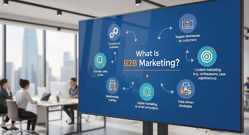 Business executives collaborating on a B2B growth strategy.