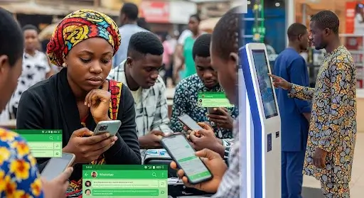 Nigerian consumers interacting through mobile devices, WhatsApp chats, and in-store touchpoints.