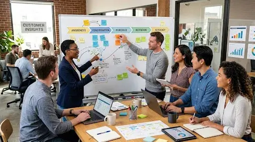 Customer journey strategy session showing how better experiences drive business growth