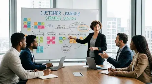 Customer journey strategy session showing how better experiences drive business growth